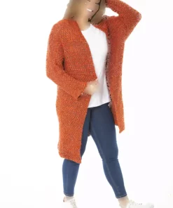 بافتنی کلفت سایز بزرگ نارنجی زنانه برند Şans کد 1742199072