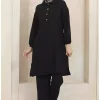 ست دوتایی تونیک پیراهن یقه مشکی شلوار برند sefamerve کد 1743435552
