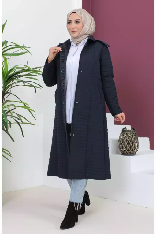 کاپشن کلاهدار 2سرمه ای پنبه دوزی شده سایز بزرگ برند sefamerve کد 1742262669