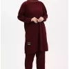 ست دوتایی تونیک زرشکی شلوار برند sefamerve کد 1743435488