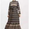 پیراهن 01مشکی طرح‎دار قهوه ای سموری برند sefamerve کد 1742251264
