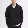 پلیور بافتنی پنبه ای یقه ایستاده زیپدار برند Massimo Dutti کد 1742113344