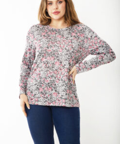 بلوز بلند با آستینهای بلند و طرحدار رنگی سایز بزرگ زنانه 65N37227 کد 1742177526