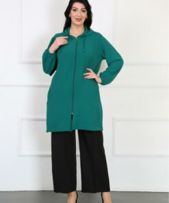 کاپشن هودی زنانه از پارچه آیرون بزرگ، سبز زمرّدی. کد 1742317930