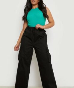 شلوار کمر کشی زنانه بزرگ سایز، مشکی، باردار، پاچه عریض کد 1742210462