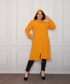 کاپشن بزرگ سایز زنانه با پارچه آیرابین رنگ خردلی کد 1742323865