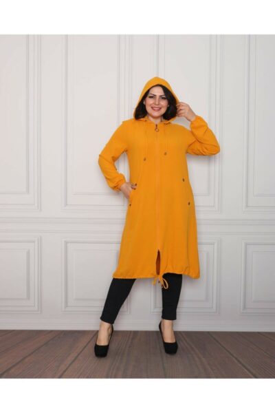 کاپشن بزرگ سایز زنانه با پارچه آیرابین رنگ خردلی کد 1742323865