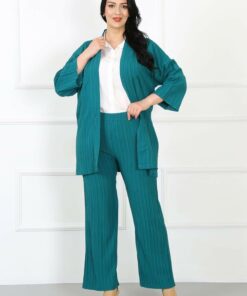 کاردی بزرگ سایز زنانه از پارچه زمرّد جیر. کد 1742317931