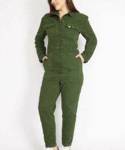 زنانه، سبز، سایز بزرگ، پیش دکمهای، پارچه گاباردین، سرهمی 65n36260 کد 1742155867