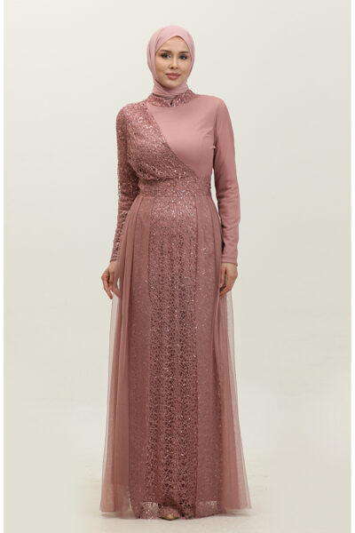 دامن مهمانی با پلکسی 5345A-03 رنگ پودری کد 1742235063