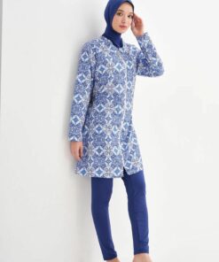 مایو تمام پوشش با شلوارک از جنس بونلی و طراحی شناور. کد 1742050391