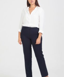 زنان شلوار کلاسیک جیب‌دار آبی تیره ۶۵N12024 کد 1742206392