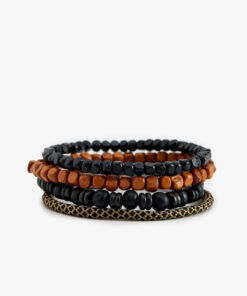 ست دستبند ۴ تایی با سنگهای چوبی کد 1742066524