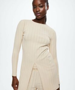 تی‌شرت بلند آستین با جزئیات پاره شده کد 1741515064