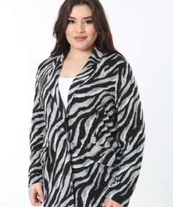 کت زنانه سایز بزرگ مشکی با دکمه تک و جیب تزئینی مدل 65N38867 کد 1742317926