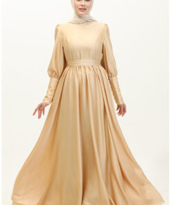 لباس شب ساتن با کیفیت بالا 6080-09 طلایی کد 1742236868