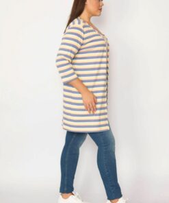 کاردی بزرگ زنانه جین از جنس پنبه با طرح راهراه 65n29655 کد 1742195466