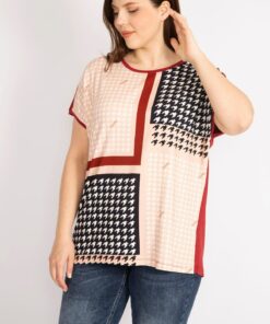 بلوز زنانه با اندازه بزرگ، جلوه سلنگی با الگوی هفت تیغ، کد 65n36212 کد 1742181789