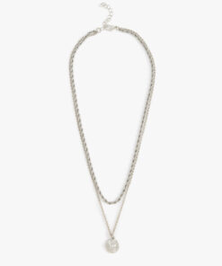 گردنبند زنجیری دو ردیفه با جزئیات جالب کد 1741929682