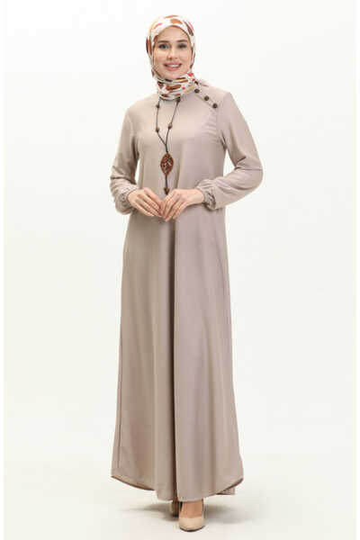 پیراهن با جزئیات دکمه ای و گردنبند 4141-06 سنگی کد 1742253065