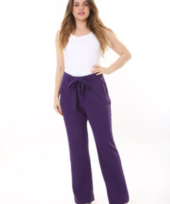 شلوار کلاسیک بزرگ زنانه با جیب و کمربند، رنگ بنفش کد 1742329279