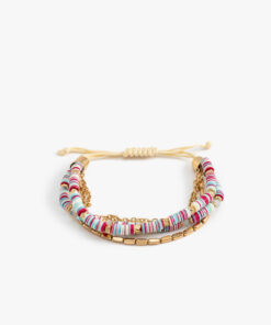 دستبند با سه ردیف و مرواریدهای چند رنگی کد 1741929739