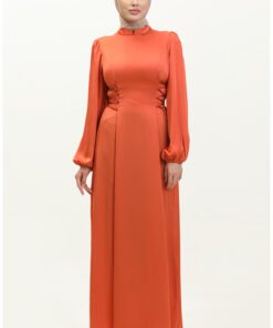 لباس مجلسی با طراحی کنار بسته، کد 6156-01، رنگ آجری. کد 1742240468