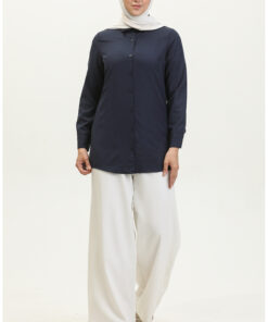 تونیک دکمهدار ۶۱۱۱-۰۱ رنگ سرمهای کد 1743441673