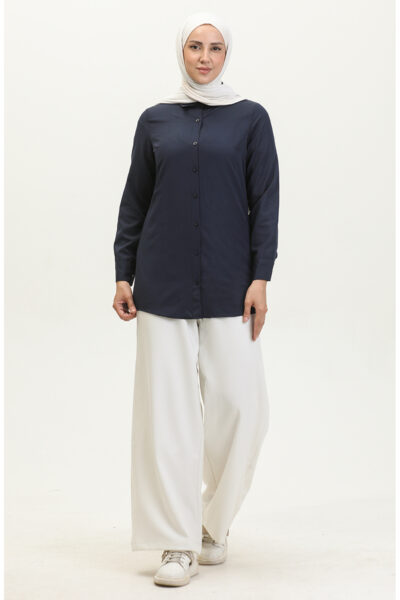 تونیک دکمه‌دار ۶۱۱۱-۰۱ رنگ سرمه‌ای کد 1743441673