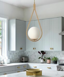 آویز مدرن سفید شیشه‌ای میرزای تکی، برای آشپزخانه و سالن. کد 1742400075