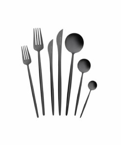 ست چنگال، قاشق و چ Knife شامل 84 تکه و مناسب برای 12 نفر، با بستهبندی پریمیوم و رنگ سیاه براق. کد 1741591270