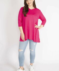 تُنیک زنانه با یقه V و آستین کلاسی، سایز بزرگ مودل 65n36342 کد 1742219592