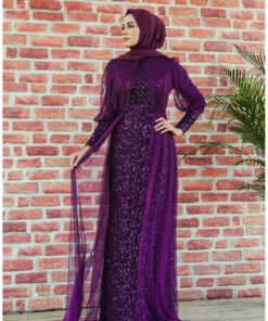 لباس رسم با تزیینات مرواریدی کد 5346-06 رنگ بنفش کد 1742233868