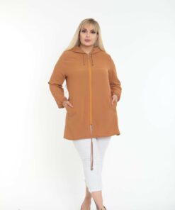 هفته زنانه کلاهدار با پارچه آیرابین سایز بزرگ رنگ بژ. کد 1742317935