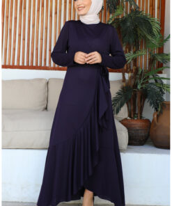 پیراهن چاکدار دوزی با دامن چیندار ۱۹۰۷-۰۸ بنفش کد 1742251272