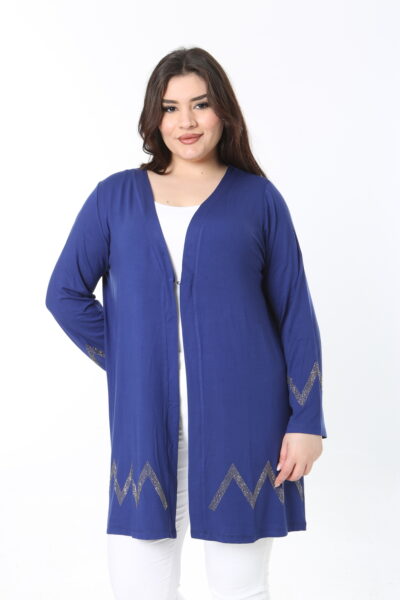 کاپشن زنانه سایز بزرگ با جزئیات سنگی و ویسکوز لیکرا 65N38880 کد 1742317991