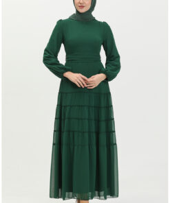 لباس مجلسی چین دار 5712-05 به رنگ سبز زمردی کد 1742329326