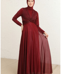 لباس شب با طرح شیمی؛ کد 5397-14 رنگ گیلاس. کد 1742329385