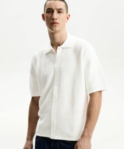 بلوز با بافت و آستین کوتاه کد 1742289664