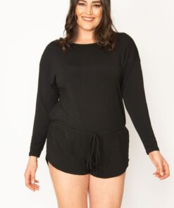 شلوارک سرهمی ویسکوز مشکی سایز بزرگ زنانه 65n30455 کد 1742161271