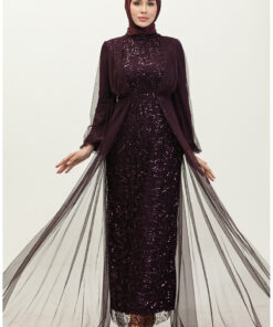 لباس مجلسی با پولک، کد ۶۳۸۳A-۰۵، رنگ بنفش تیره. کد 1742235072