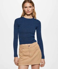 کُت با یقهٔ گرد و کشباف کد 1741984269