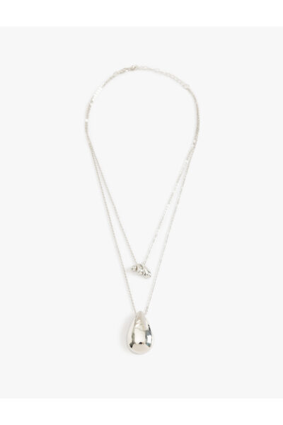 گردنبند زنجیری با جزئیات چرم دوتایی کد 1741929677