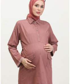 تونیک بارداری جیبی کد 2700127-01، رنگ صورتی غنچهای کد 1742247730