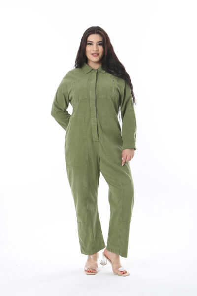 تولیم بزرگ بدنه زنانه با رنگ خاکی و جزئیات دکمه و جیب مخفی، مدل 65N38726. کد 1742161330