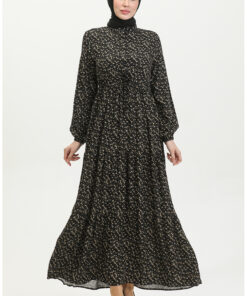 پیراهن مشکی کوچک گلدار ویسکوز ۰۳۹۱-۰۵ کد 1742251267