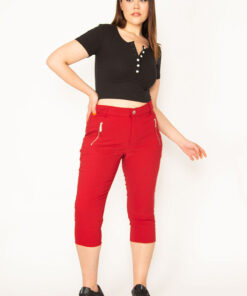 شلوار bordo زنانه سایز بزرگ با جزئیات زیپ 65n20932 کد 1742210465