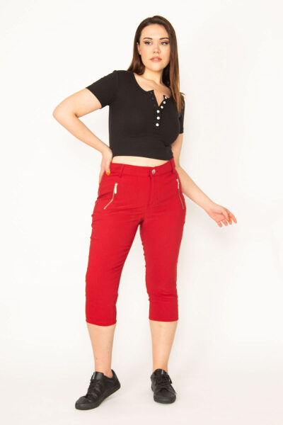 شلوار bordo زنانه سایز بزرگ با جزئیات زیپ 65n20932 کد 1742210465