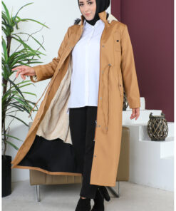 پالتو زیپی بزرگزن 11455-08 رنگ کرم روشن کد 1742262731