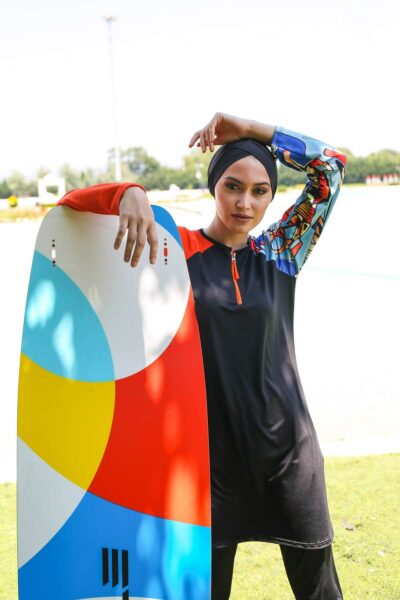 مایوی پوشش کامل مشکی 4 تکه با بند، مدل M2117 کد 1742053333